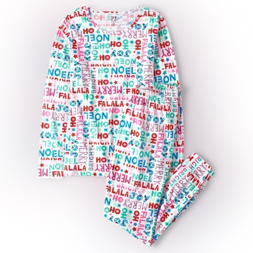 Children’s Place Mommy And Me Christmas Words Cotton Pajamas White XL NWT
